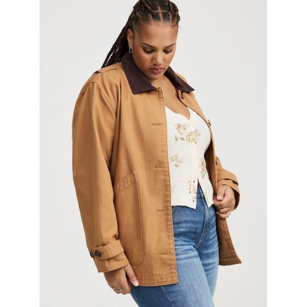Torrid twill canvas chore barn jacket 1X brown outdoor workwear gorpcore - Picture 2 of 9